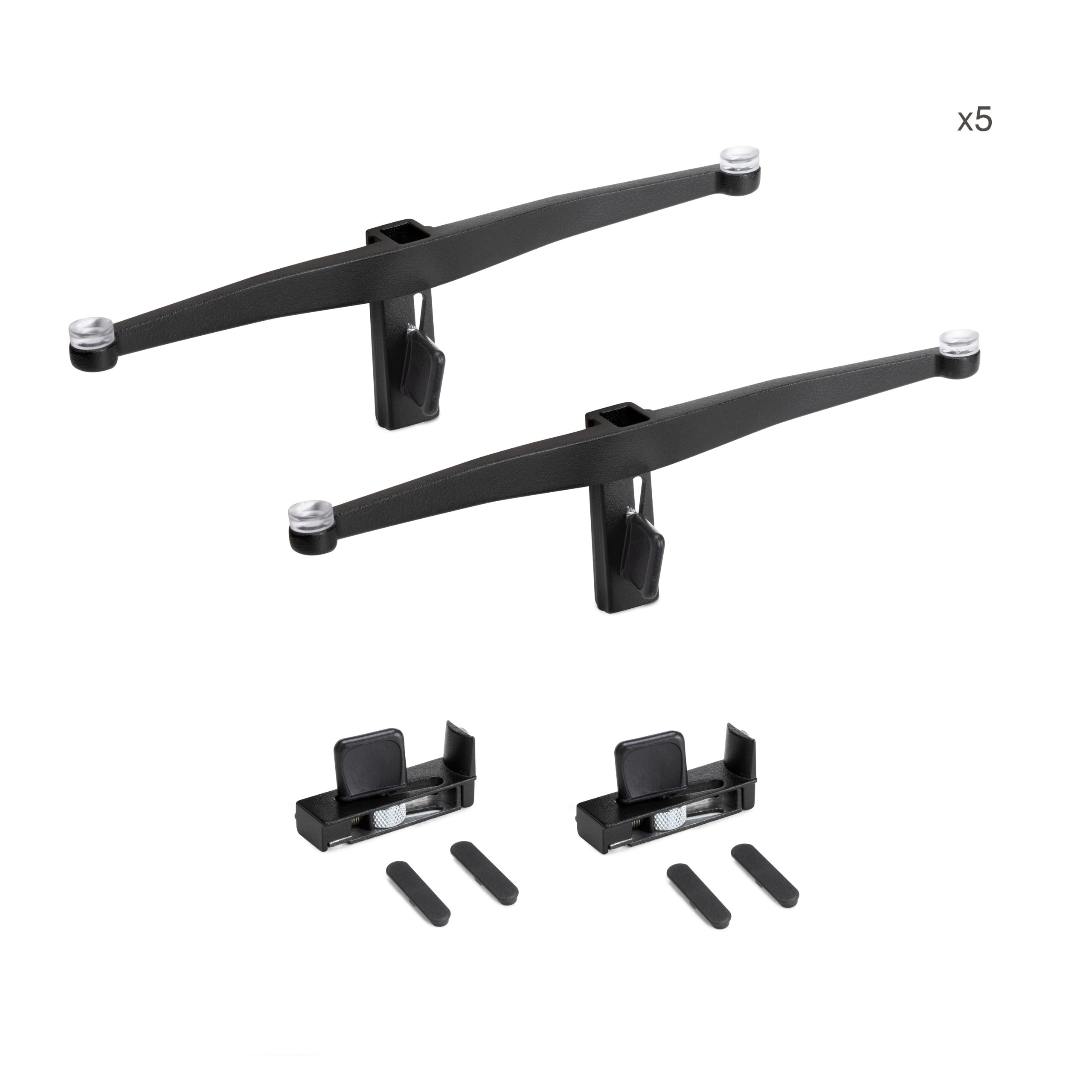 Set staffe Zero per 5 mensole in vetro